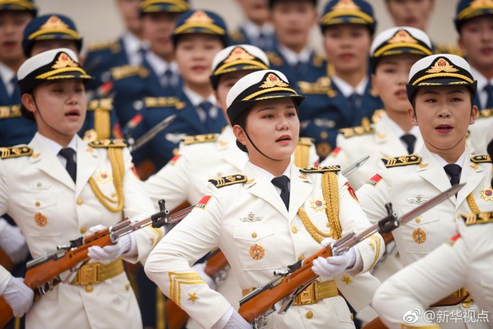 女兵方阵首次现身国事访问欢迎仪式
